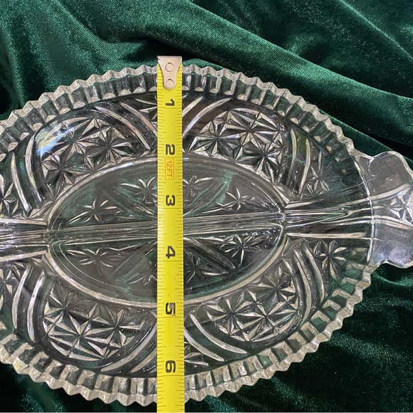 Vintage from the 1950s pressed Glass divided Relish Dish Rainbow and Stars - Picture 7 of 16